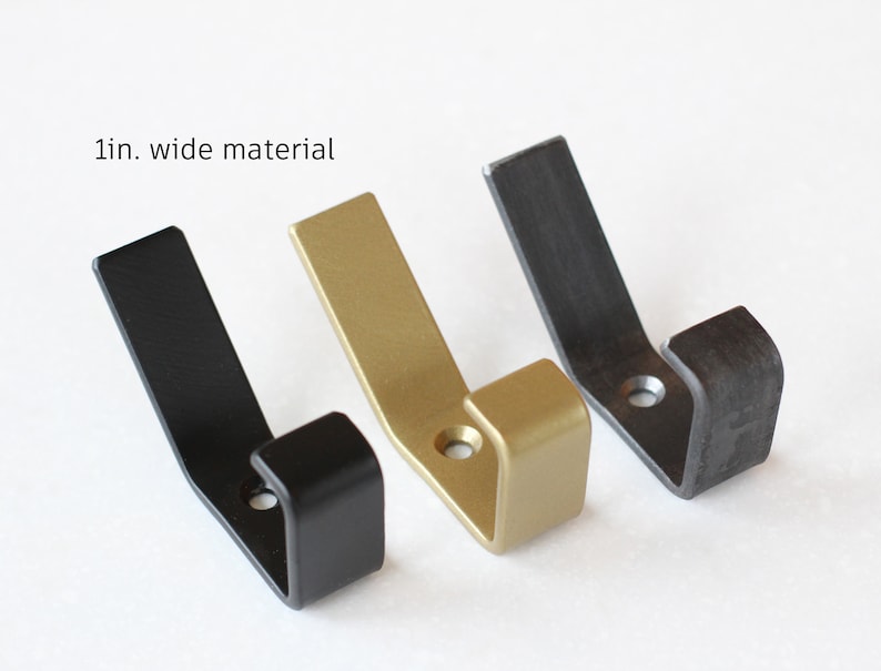 Brass Coat Hook for modern farmhouse walls, cabinets and mudrooms- available in brass, black, and steel