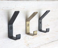 Brass Coat Hook for modern farmhouse walls, cabinets and mudrooms- available in brass, black, and steel