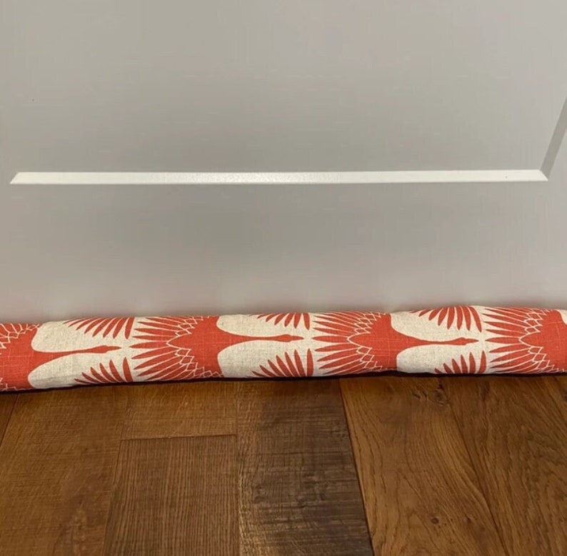 Linen Door Draft Stopper – Art Deco Swan Fabric, UNFILLED