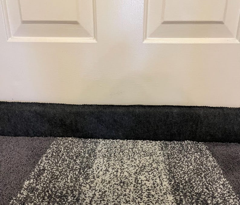Door Draft Stopper made of Felt fabric with 4 magnets or 4 Adhesive strips; Stay put door draft Ready to use; 36" x 4" or custom made