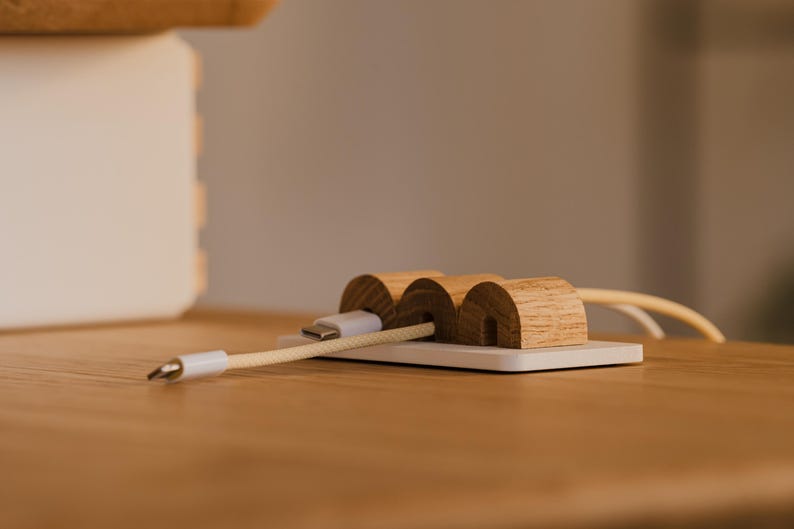 Magnetic Wood Cable Organizer: Desk Cord Management Solution