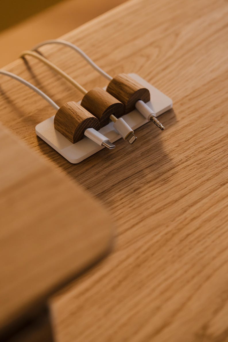 Magnetic Wood Cable Organizer: Desk Cord Management Solution