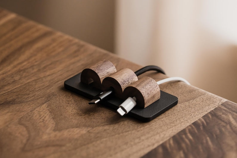 Magnetic Wood Cable Organizer: Desk Cord Management Solution