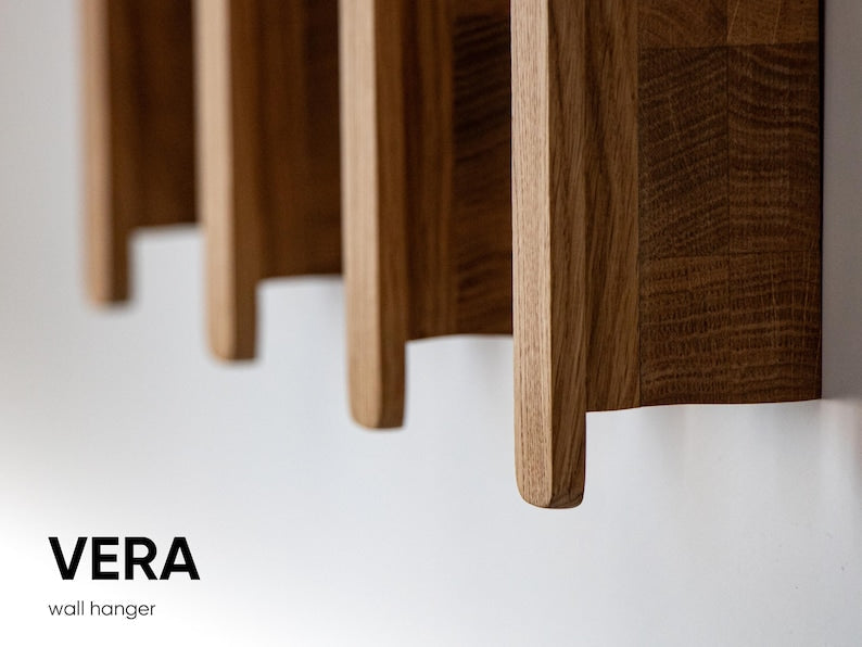 Wooden wall hanger - Wall hanger - Scandinavian entryway hanger - Modern wall hook - Oak coat rack -  Minimalist wall rack