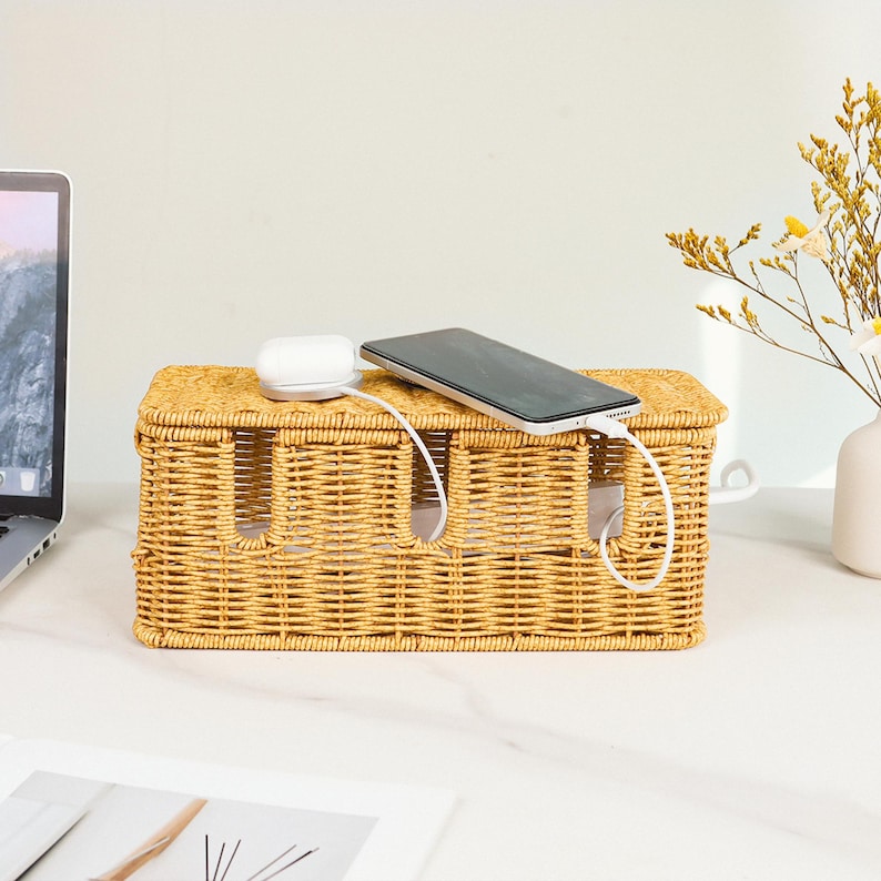 Mothers Day Gift Cable Management Box,Surge Protector Cord Organizer,Wire Hider Box, Cable Tidy Box, Modern Home Decor, Housewarming Gift