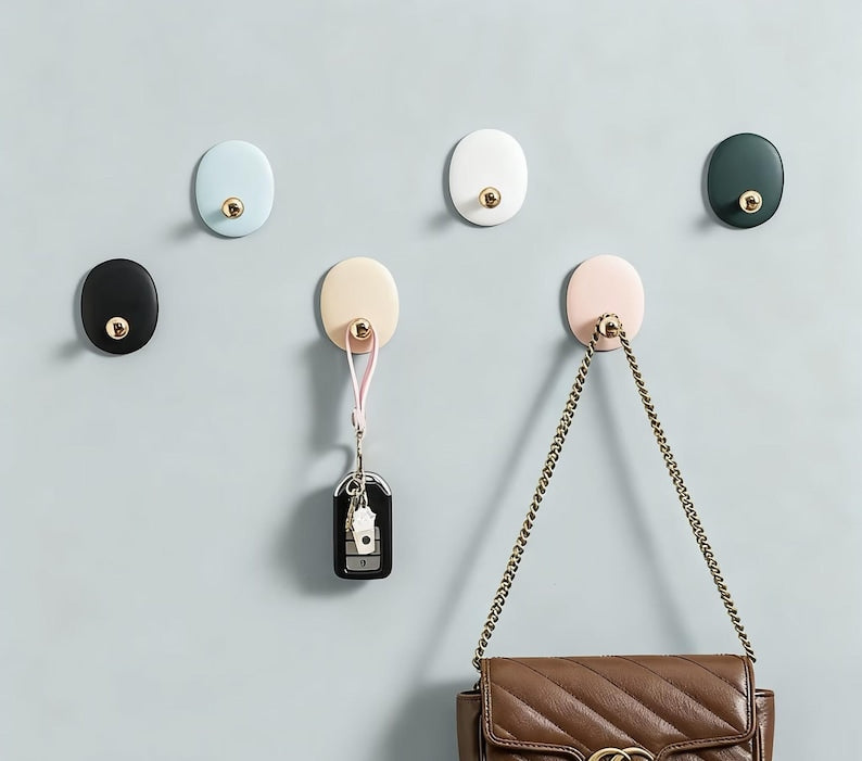 colorful Wall Hooks for DIY Projects - washroom Towel, Coats, Keys - Oval Adhesive Hooks hooks for Handmade Wall Hangers - Kids Room Decor