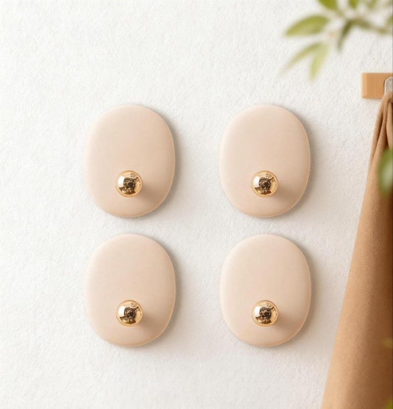 colorful Wall Hooks for DIY Projects - washroom Towel, Coats, Keys - Oval Adhesive Hooks hooks for Handmade Wall Hangers - Kids Room Decor