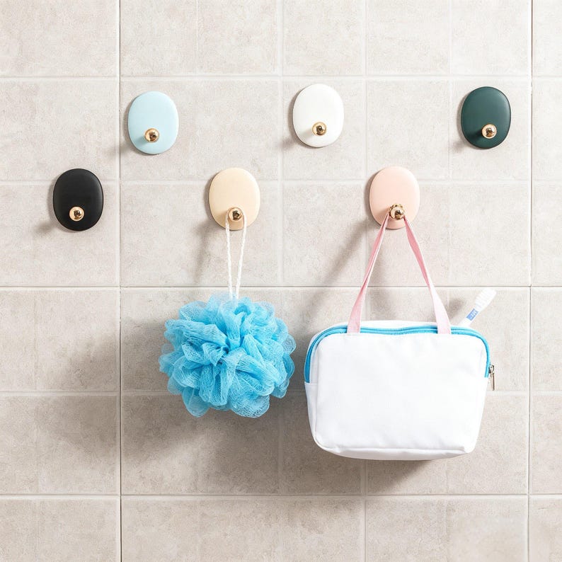 colorful Wall Hooks for DIY Projects - washroom Towel, Coats, Keys - Oval Adhesive Hooks hooks for Handmade Wall Hangers - Kids Room Decor