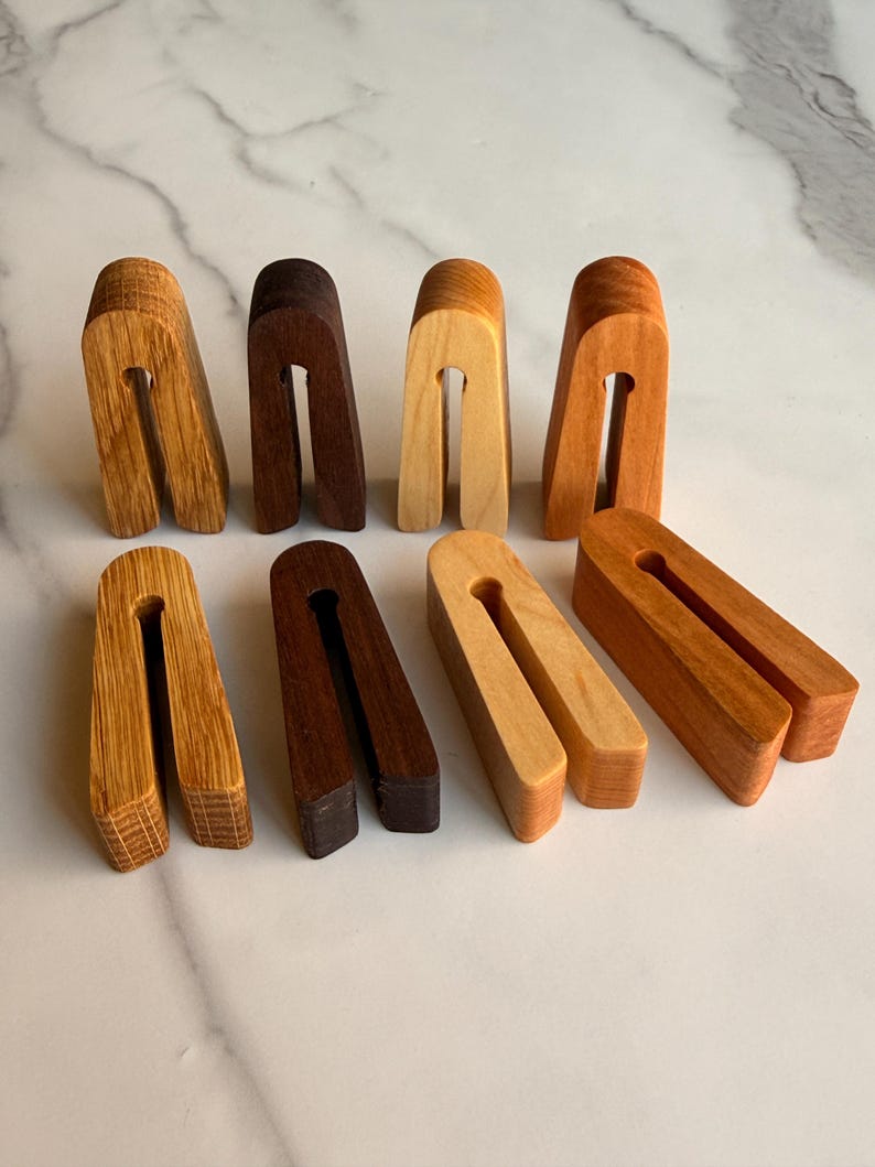Wooden Minimalist Bag Clips, Made in USA, Set of 2 or 4