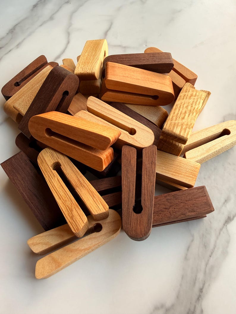 Wooden Minimalist Bag Clips, Made in USA, Set of 2 or 4