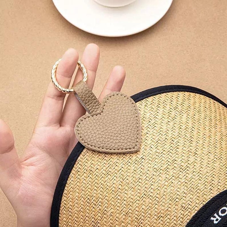 Personalized Leather Heart Hat Clip, Magnetic Bag Accessory, Travel Keychain Holder