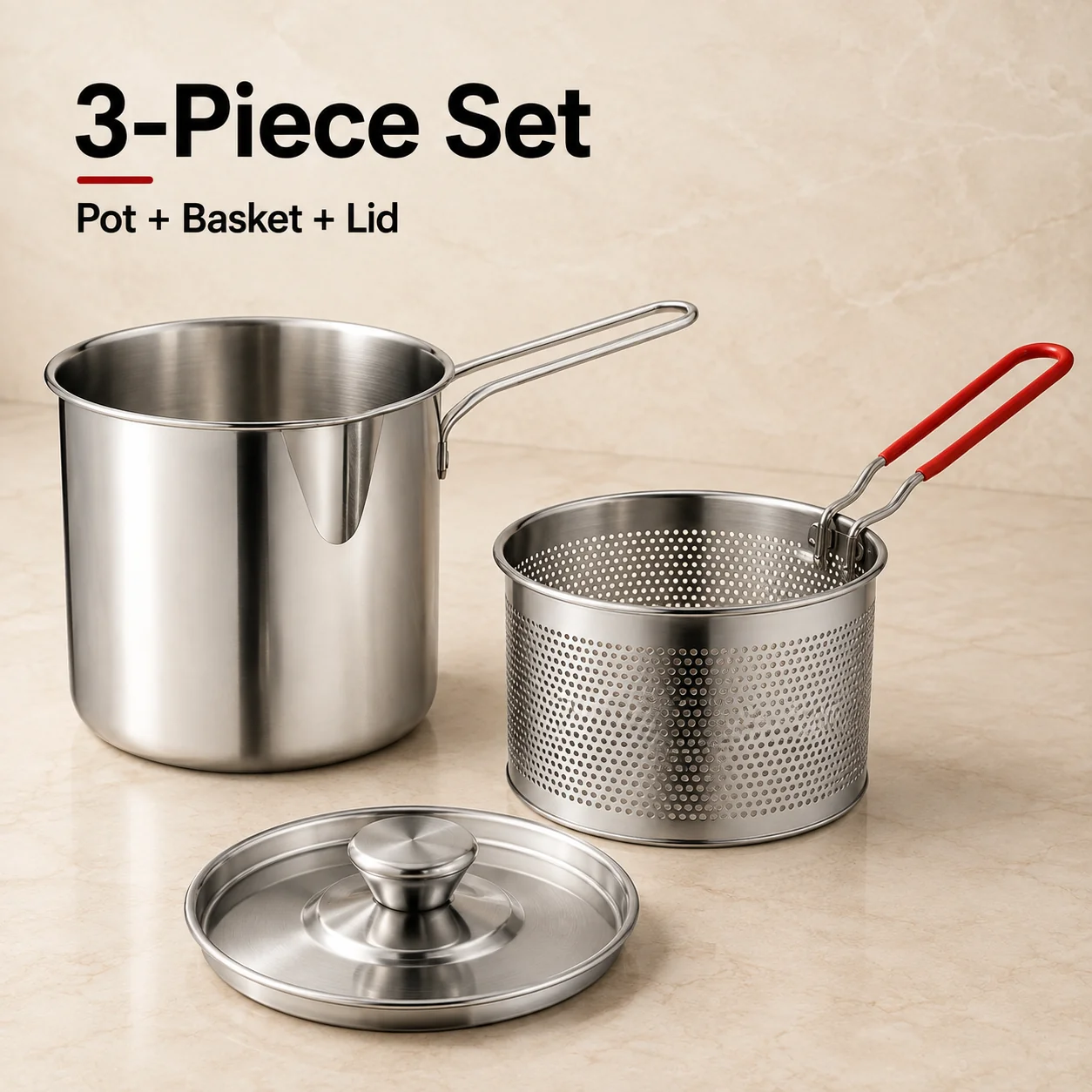 🔥Last Day 50% OFF - 🍟 Personal Mini Deep Fryer Set – Stainless Steel Pot with Lift-Out Draining Basket & Food Tongs