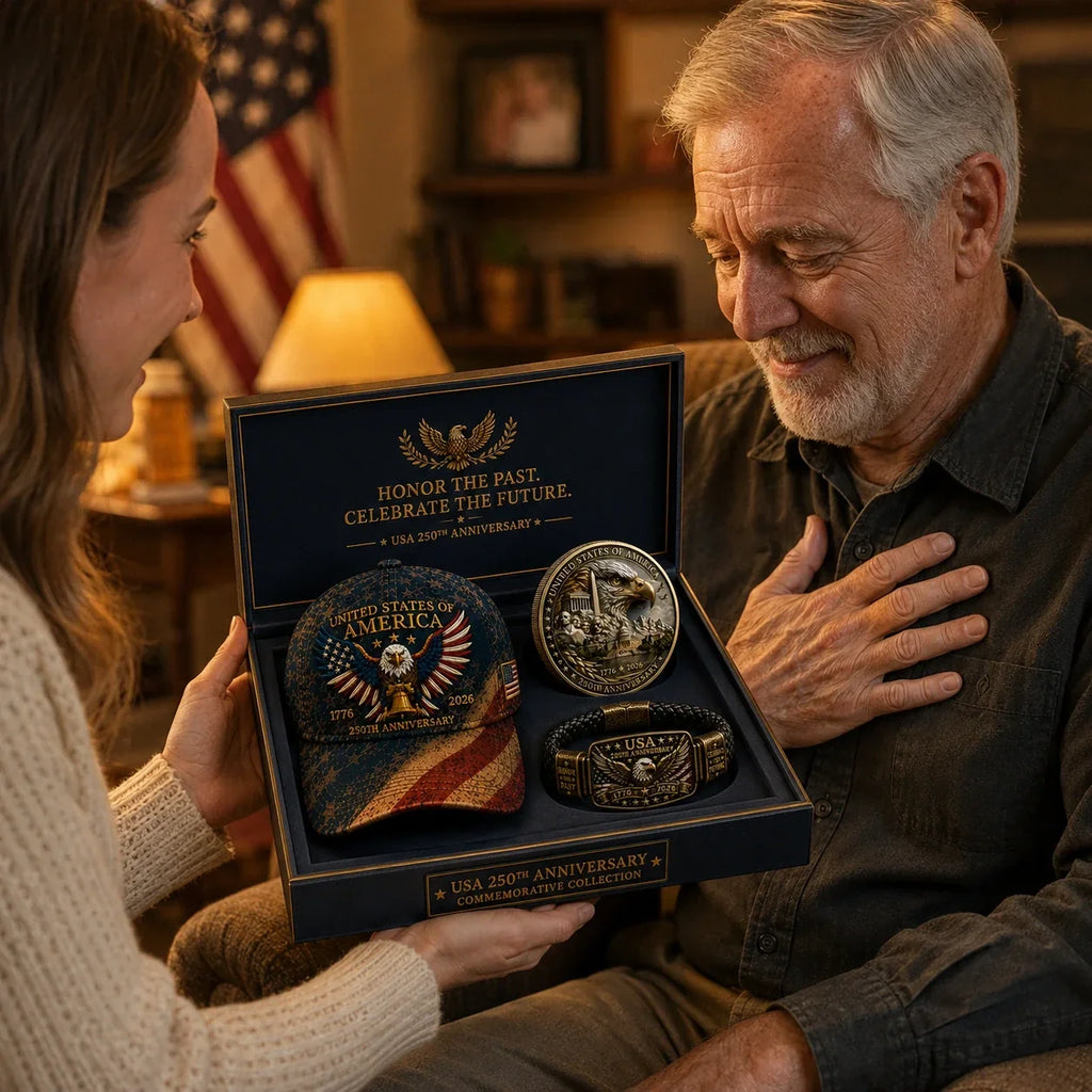 Anniversary Patriotic Eagle 3-Piece Gift Set – Embroidered Cap, Coin & Bracelet